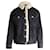 Maje Balta Faux-Shearling Trim Denim Jacket In Black Cotton  ref.1014704