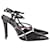 Fendi Pointed Toe Ankle Strap Pumps Black Leather and Lizard Embossed Leather  ref.1014763