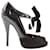 Zapatos de tacón con tira en T de terciopelo Gucci en charol negro Cuero  ref.1014776