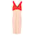 Victoria Beckham Vestido Midi Color Block com Decote em V em Viscose Laranja e Nude Fibra de celulose  ref.1014779