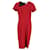Victoria Beckham Asymmetric Neck Pencil Dress in Red Wool  ref.1014782