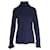 Chloé Chloe Turtleneck Ribbed Knit Sweater in Navy Blue Virgin Wool  ref.1015024