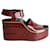 Céline Celine Ankle Strap Wedge Sandals in Burgundy Patent Leather Dark red  ref.1015084