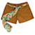 Missoni Brown Cotton w. Multicolor  Silk Foulard Belt Shorts Trousers Pants 44  ref.1015321