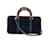 Gucci portefeuille en bambou en daim noir vintage sur chaîne WOC crossbody Cuir  ref.1017744