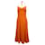 Reformation Robe longue dos nu Tova Georgette en Viscose orange Polyester  ref.1018037