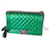 Chanel Metallic Green Quilted Leather Medium Boy Flap Bag with Shiny Silver Hardware Patent leather  ref.1018689