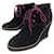 CHANEL ANKLE BOOTS G31258 CC INTERLOCKING 37.5 wedge heels Black Suede  ref.1019635