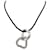 VINTAGE YVES SAINT LAURENT NECKLACE INTERLACED HEARTS PENDANT 43CM NECKLACE Silvery Steel  ref.1019791