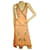 Temperley London Knielanges Kleid aus pfirsichfarbener Seide mit Blumen- und Perlenstickerei, Größe UK 10 Angeln  ref.1022253
