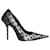 Balenciaga Zapatos De Salón De Lamé Flocados Con Cuchillo Cuadrado De Lunares En Poliéster Plateado Plata  ref.1023099