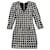 Balmain Noir / Mini-robe blanche à paillettes et imprimé grille géométrique Polyester  ref.1023776