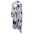 Alexander McQueen Vestido midi assimétrico com estampa campânula em seda branca  ref.1025262