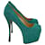 Giuseppe Zanotti Zapatos de salón con plataforma peep-toe Liza en ante verde azulado Suecia  ref.1025281