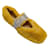 Jimmy Choo Krista Flats aus gelbem Kunstpelz mit Kristallverzierungen  ref.1026030
