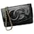 Chanel Portefeuille sur chaîne doublé c Cuir vernis Noir  ref.1026333