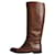 Prada Brown knee high leather boots - size EU 37.5  ref.1026546