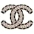Other jewelry NEW CHANEL BROOCH CC LOGO STRASS AND INTERLACE LEATHER METAL STEEL GOLD BROOCH NEW Golden  ref.1026959