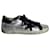 Golden Goose Metallic Super-Star Sneakers in Silver Leather and Black Suede Silvery  ref.1028059