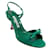 Manolo Blahnik Pertinaxa-Sandalen aus grünem Leder mit Schleife vorne  ref.1028821