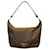 PRADA Brown Canvas Leather Handle Small Zipper Top handbag Shoulder bag Cotton  ref.1029462