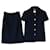 Chanel boucle wool skirt suit Navy blue Dark blue  ref.1329633
