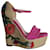 Sandales compensées à espadrilles florales Gucci en daim rose Suede  ref.1032278
