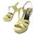 YVES SAINT LAURENT TRIBUTE SHOES 315487 39 CROCO LEATHER SANDALS Yellow  ref.1033207