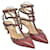 Valentino Burgundy Rockstud Pointed Toe Ankle Strap Sandals Dark red Leather  ref.1035262