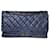 Chanel Reedição Acolchoada Azul Metálico 2.55 Clássico 227 saco de aleta alinhado Couro  ref.1035493