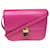 Classic Box Céline Bolsa média clássica rosa com aba Couro  ref.1035821