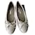 Chanel-Ballerinas Grau Leder  ref.1036597