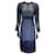 Akris Navy Blue Belted Long Sleeved Velvet Midi Dress  ref.1038093