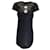 Schwarzes, mit Kristallen verziertes, kurzärmliges Kleid aus Jacquard-Brokat aus der Michael Kors Collection mit Cut-out-Detail Polyester  ref.1039315