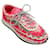 Valentino Pink / Weiße Makramee-Sneaker mit Spiralknoten Leinwand  ref.1039334