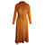Maje Rouge Shirred Drawstring Midi Dress in Orange Polyester  ref.1039727