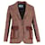 Karierter Prada-Blazer mit Lederbesatz aus braunem Wollmischungs-Tweed Wolle  ref.1040740