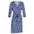 Vestido cruzado midi estampado en seda azul de Diane Von Furstenberg  ref.1040878