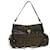 FENDI Zucca Canvas Turn Lock Shoulder Bag Black Brown Auth yk8162  ref.1042547