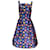 Autre Marque Jonathan Cohen Blaues, ärmelloses A-Linien-Kleid mit mehreren Blumenmustern Seide  ref.1042976