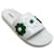 Autre Marque Vivetta Sandales à glissière en cuir blanc avec fleurs vertes  ref.1044161