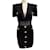 Balmain Black Knit Deep V Neck Dress with Gold Buttons Viscose  ref.1044206