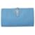 Hermès Cartera plegable de piel azul Cuero  ref.1044371