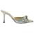 Mach & Mach Iridescent Double Crystal Bow Pointed-toe Mules in Silver Leather Silvery Metallic  ref.1044490