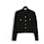 Chanel Strickjacke aus schwarzer Wolle mit silbernen Löwenkopfknöpfen FR36  ref.1044708
