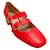 Autre Marque Vivetta Red Leather Double Strap Mary Jane Pumps with Crystal Buckles  ref.1044772