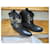 Autre Marque botas de cuero negro , bordados y lentejuelas, Pointure 36.  ref.1044796