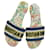 Sandalias tipo chinelas con chanclas multicolor bordadas DIOR Dway Paño  ref.1046230