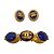 Chanel blu / Gold-Tone 2008 Set di due pezzi di orecchini a clip e bracciale con pietra con logo CC D'oro - vista 3