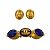 Chanel blu / Gold-Tone 2008 Set di due pezzi di orecchini a clip e bracciale con pietra con logo CC D'oro - vista 4